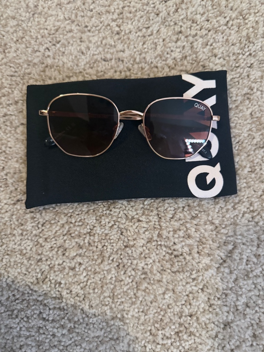 Quay Australia Rose Gold Frame Sunglasses with Brown Lenses